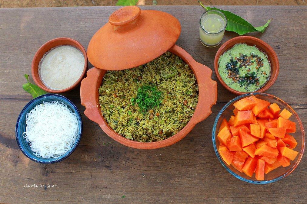 Thali of organic, farm-grown food